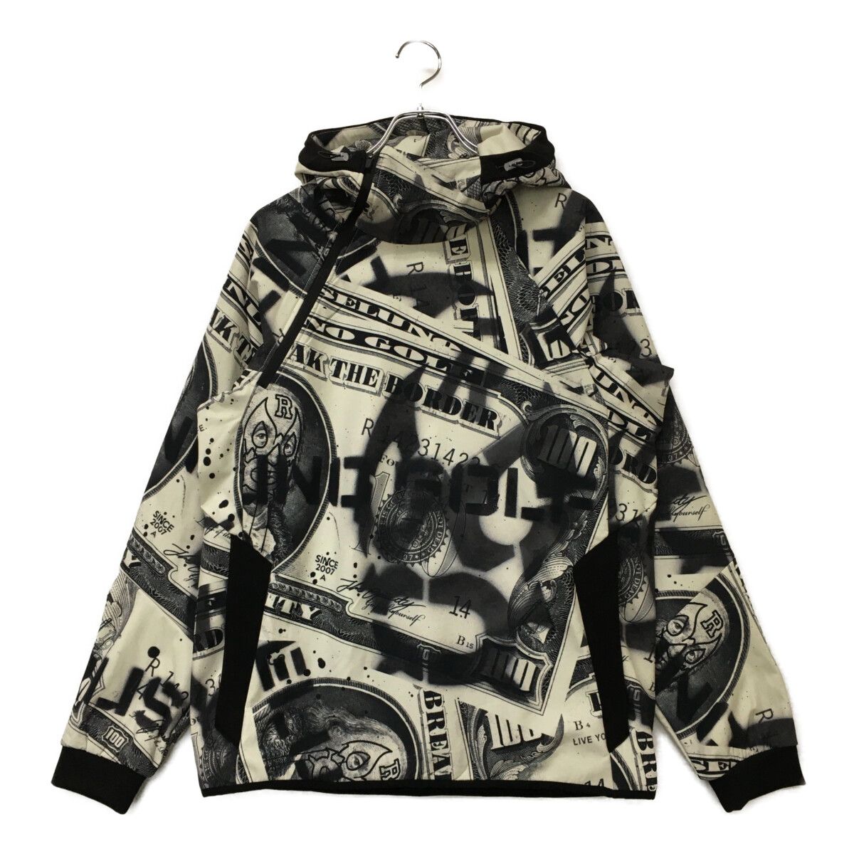 メンズ ラッセルノ RUSSELUNO パーカー 5 L 黒×白 裏ベロア 防寒