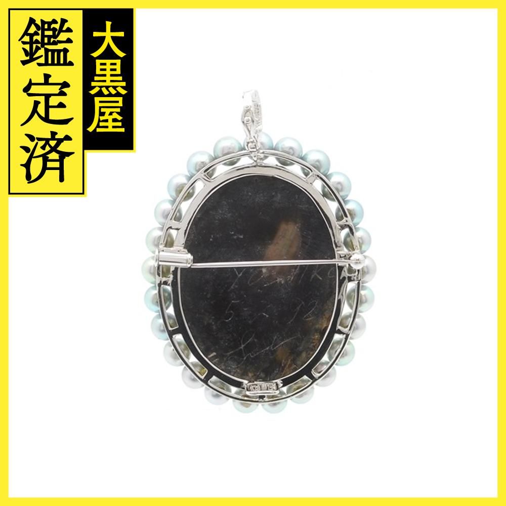 JEWELRY　貴金属･宝石　ブローチ　トップ　カメオ　K18WG　ホワイトゴールド　パール　真珠　22.9g　（2141100570739）【200】