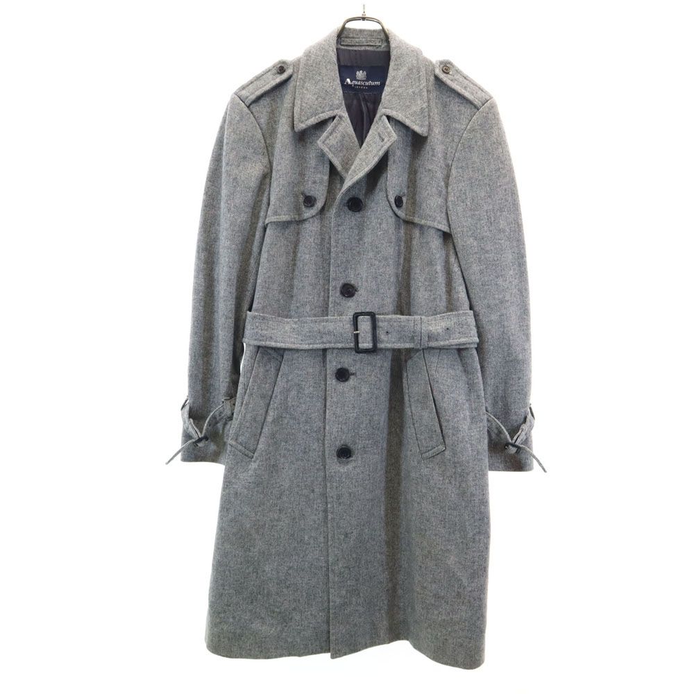 Aquascutum アクアスキュータム ツイード トレンチコート 40 グレー系 メンズ 古着