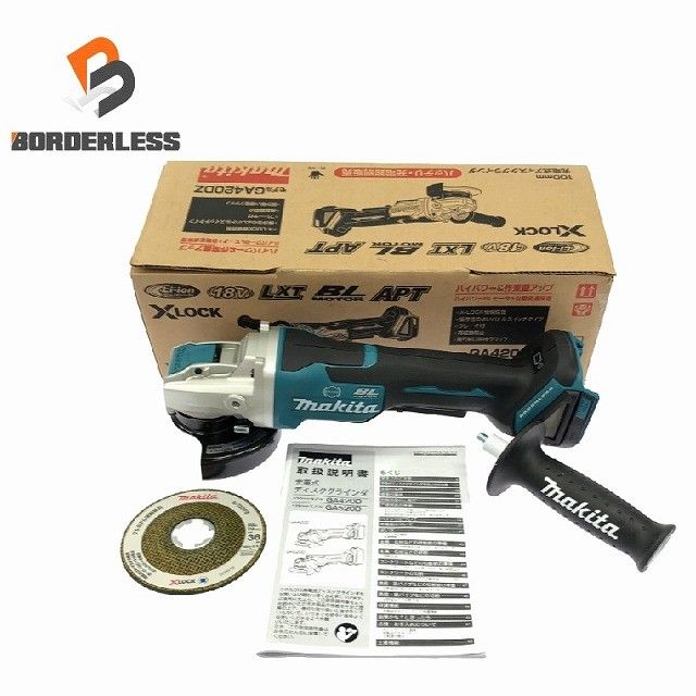 ♥品 makita マキタ 18V 100mm 充電式ディスクグラインダ GA420DZ サイドグリップ 研削砥石 説明書付 XLOCK 自動変速 APT 115460