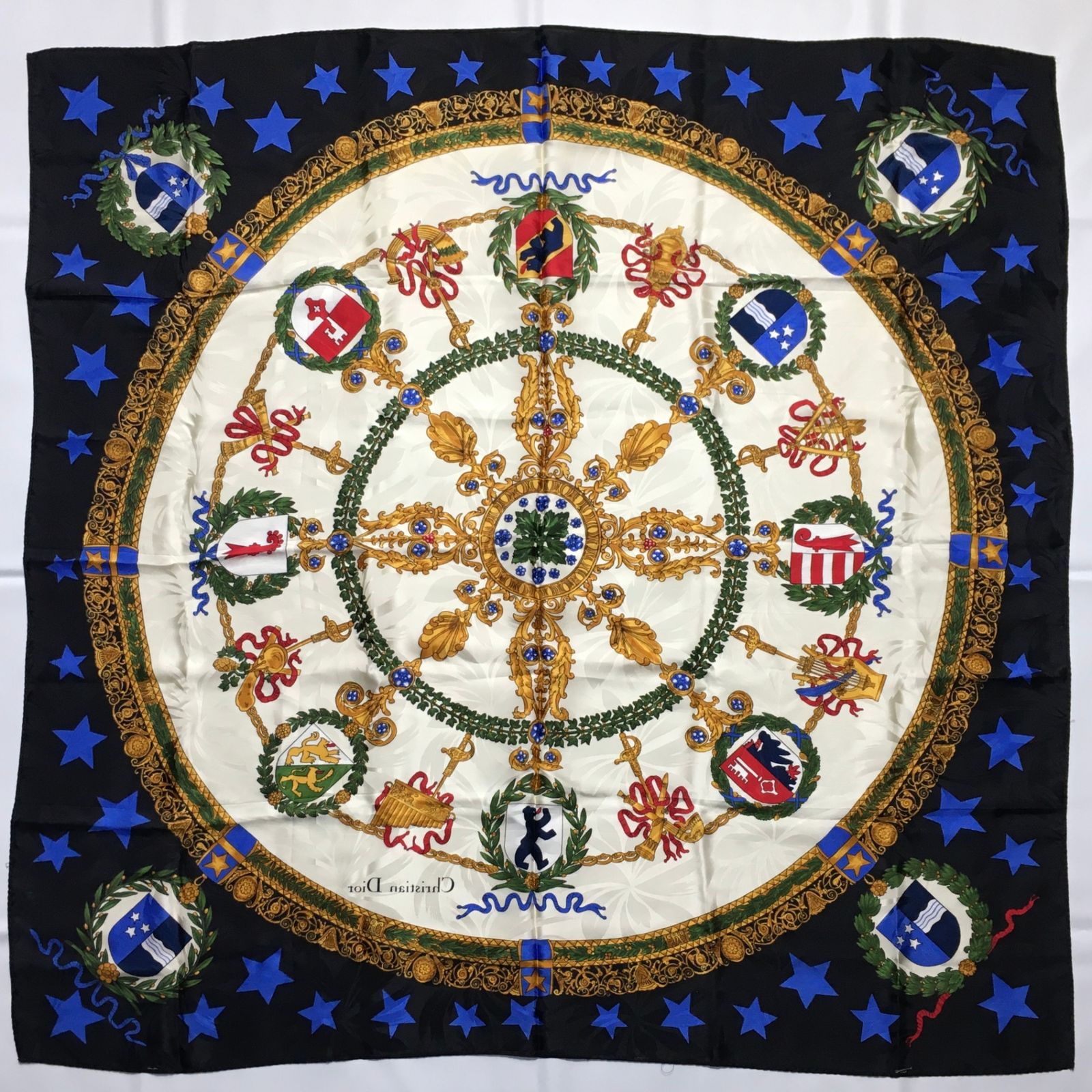 2508-427| |クリスチャンディオール スカーフ シルク ブラック