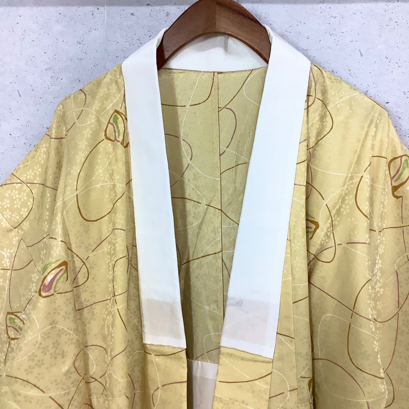 同然◆長襦袢◆正絹◆白半衿付◆単衣◆居敷当て付き◆袖無双◆ろまんガード加工◆裄69.5肩丈136◆小紋紬附下訪問着留袖袷単衣夏着物◆K1238