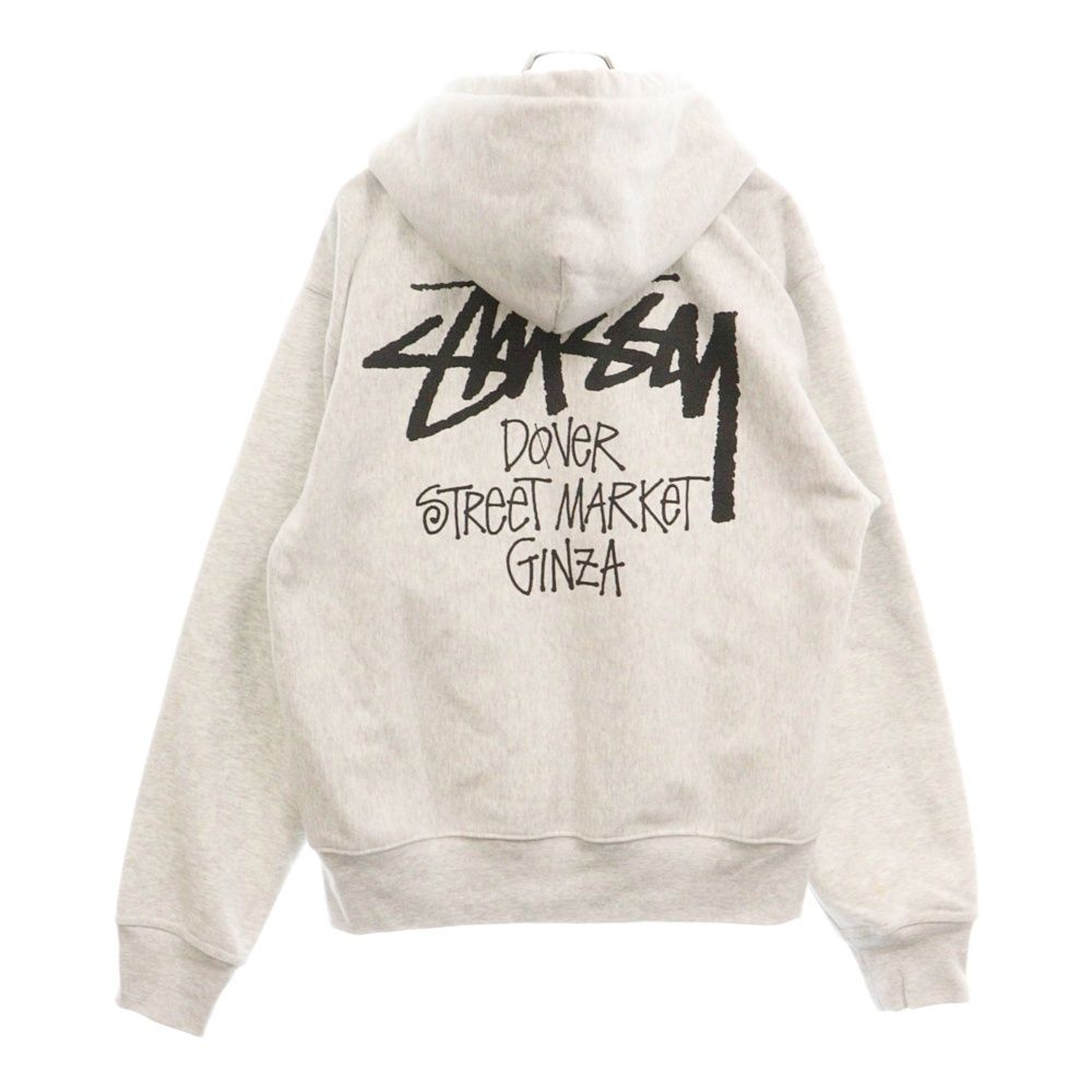 STUSSY (ステューシー) Stock Dsm Ginza Hood Zip ドーバーストリートマーケット銀座 ストックロゴジップアップパーカー  グレー