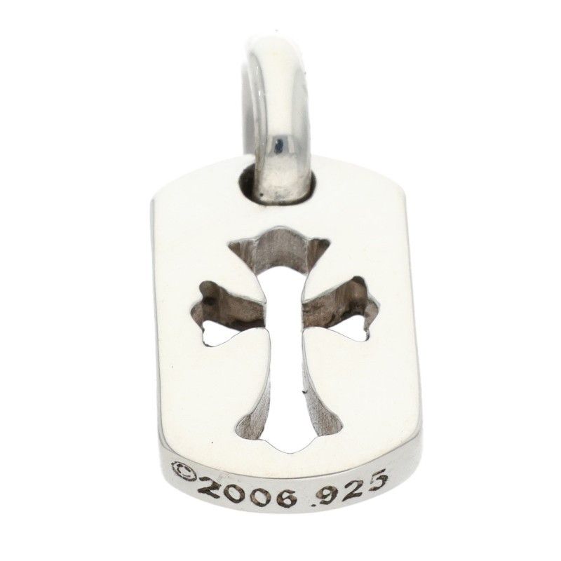 CRS|タイニーカットアウトクロスドッグタグ チャーム|シルバーネックレストップ