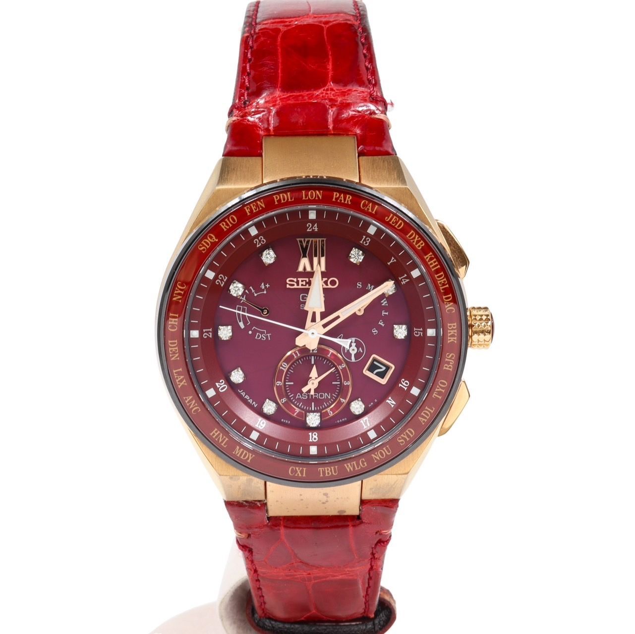 SEIKO セイコー アストロン エグゼクティブライン SBXB158 10Pダイヤ GPSソーラー セラミック チタン 革ベルト レッド 赤  500本限定 腕時計