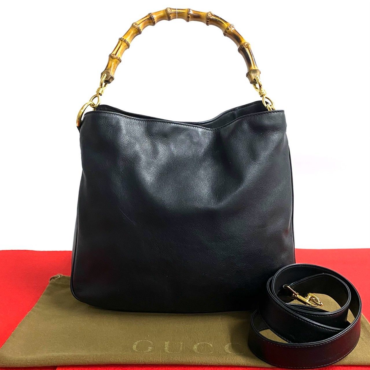 極 美品 GUCCI グッチ オールドグッチ ヴィンテージ バンブー レザー
