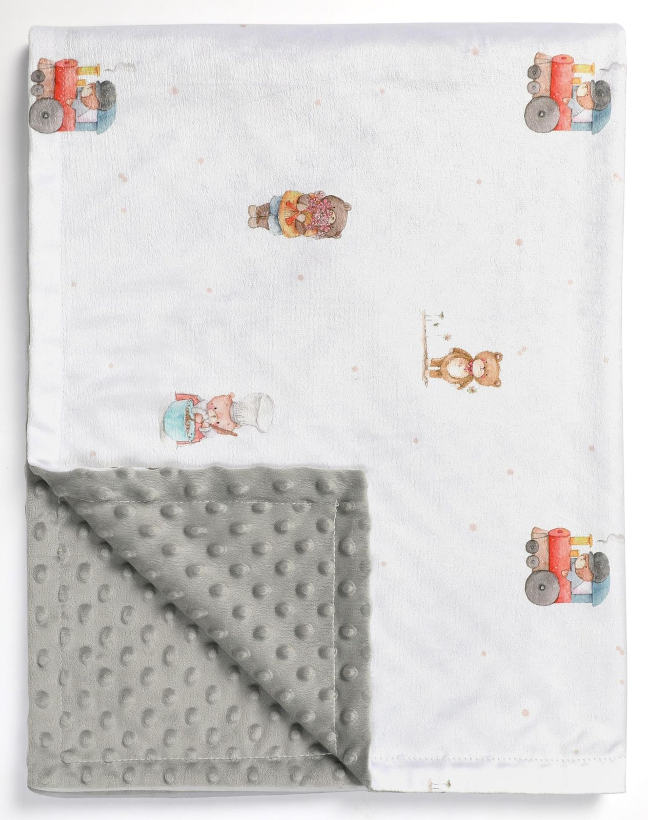 【人気商品】BORITAR ソフトミンキードット二重織毛布 ベビーブランケット 75cm x 100cm (ホワイトベアAタイプ)