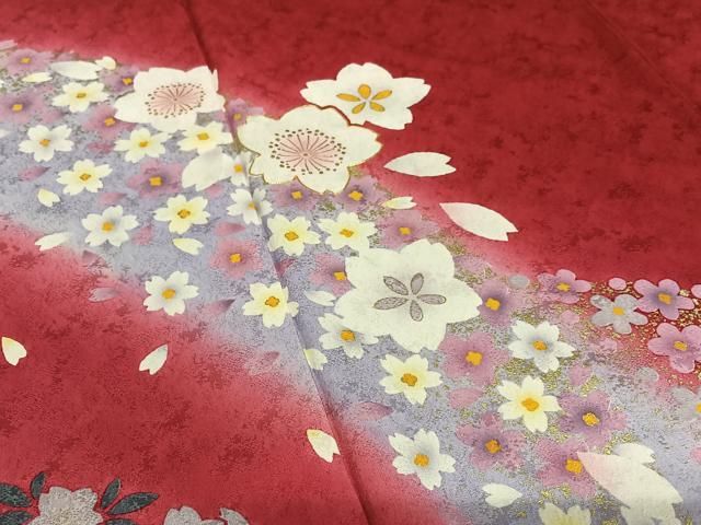 平和屋着物○豪華振袖 駒刺繍 舞桜 暈し染め 金彩 正絹 逸品  