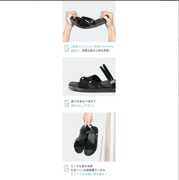 Pretty Ballerinas♪ バックル付きダブルストラップ サンダル サンダル レディース カワイイ ダブルストラップサンダル 3