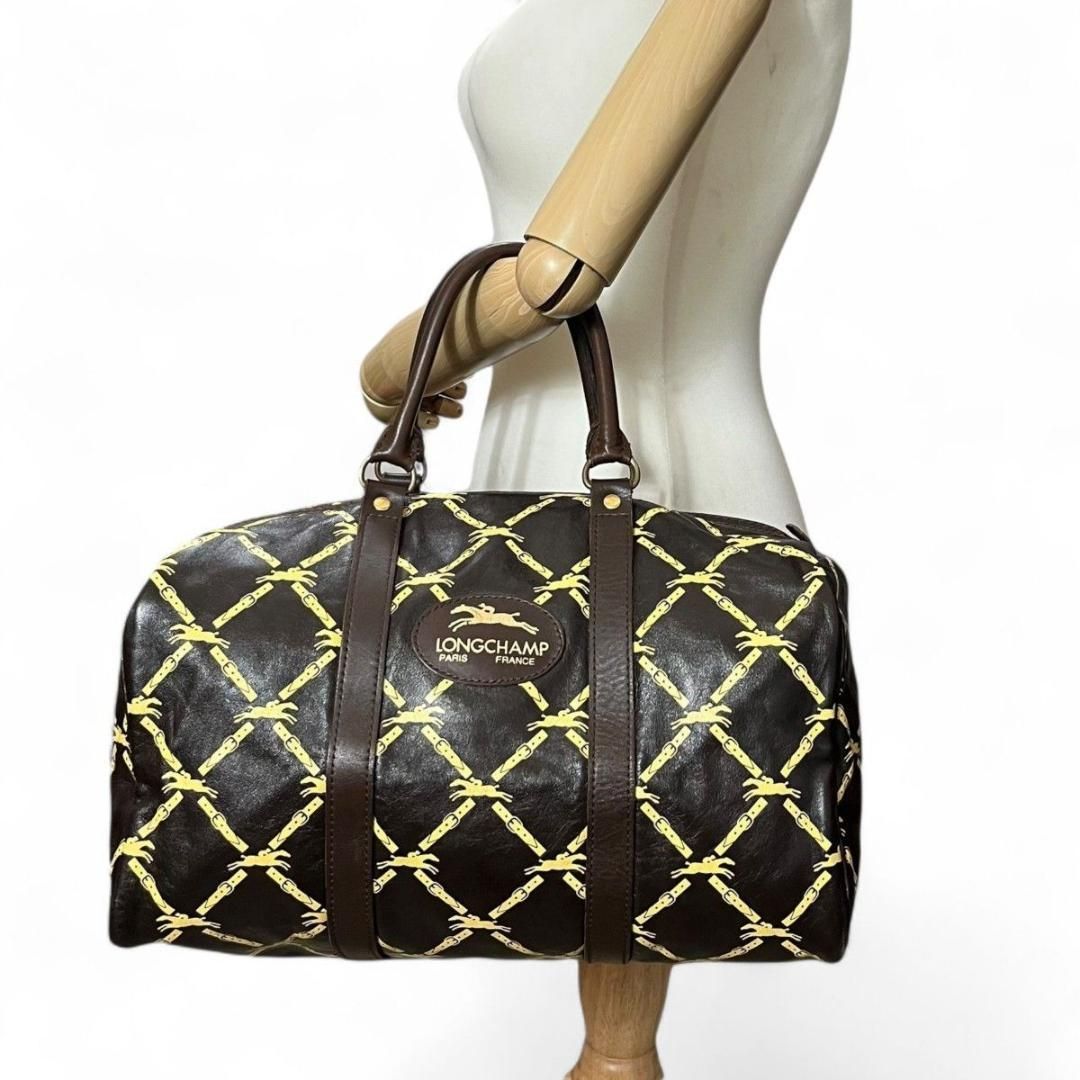 美品 LONGCHAMP ロンシャン ボストンバッグ レザー ヴィンテージ