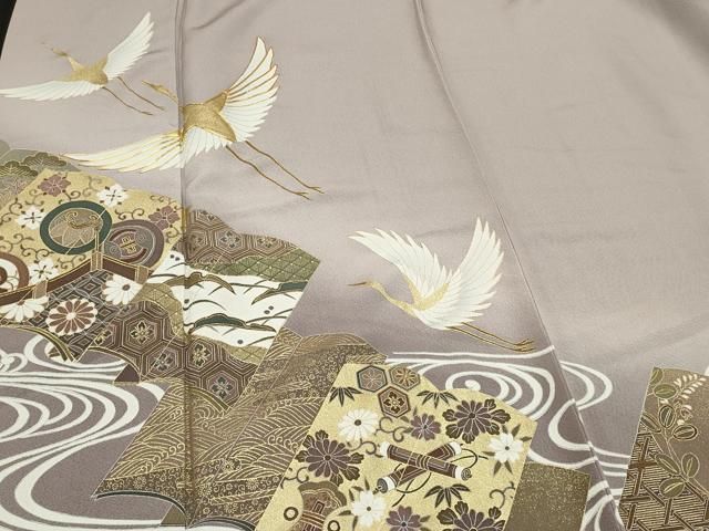 平和屋着物○豪華色留袖 刺繍 流水風景草花文 金彩 正絹 逸品 CAAX0954vf