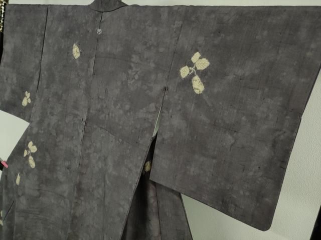 平和屋着物▽本塩沢 単衣 110亀甲 幾何学文様 正絹 逸品 AABA7786fy