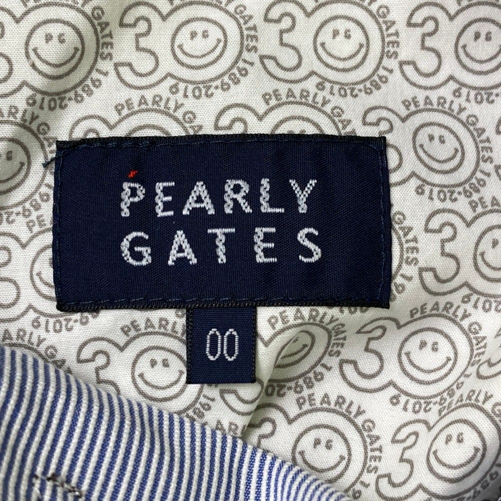 サイズ：00 PEARLY GATES パーリーゲイツ 30周年モデル ストレッチスカート ひまわりワッペン ストライプ柄 ブルー系 [240101448638] ゴルフウェア レディース ストスト サイズ：00 PEARLY GATES パーリーゲイツ 30周年モデル