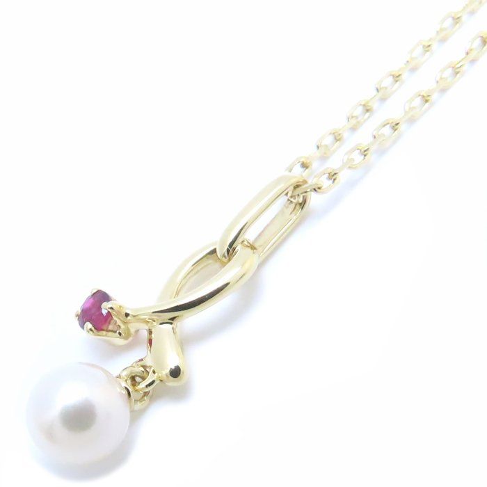 MIKIMOTO ミキモト パール ネックレス 真珠5ミリ ルビー K18YG  