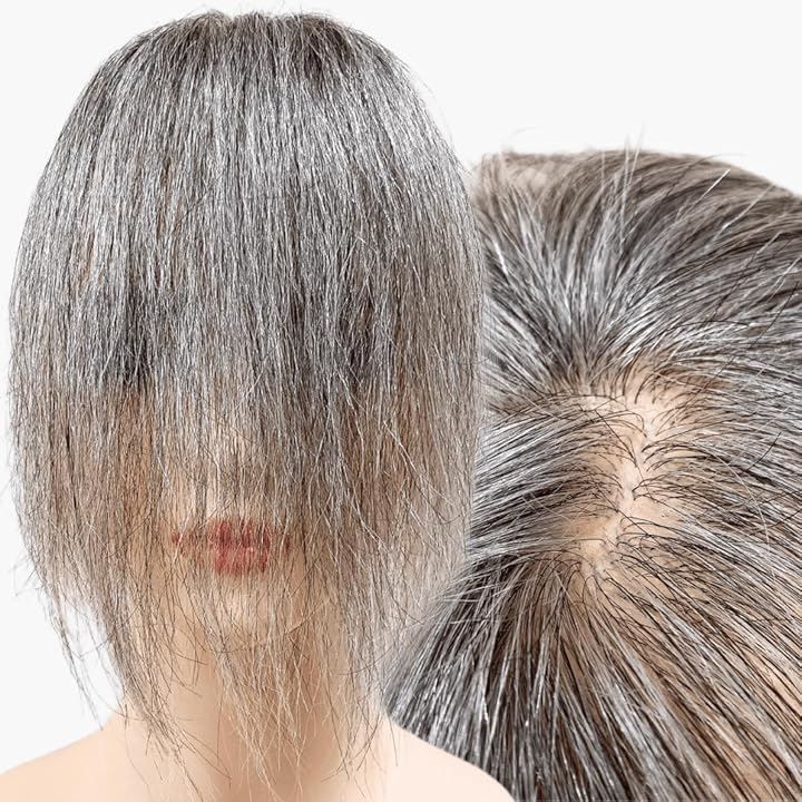 ルスブリラーレ Luce brillare 部分ウィッグ かつら ヘアピース ポイントウィッグ 白髪 グレイヘアー 女性 レディース 人毛mix ショート 前髪 白8黒2 人毛 グレイヘアーショート 前髪未カット＆ベース大