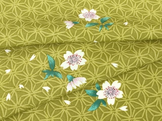 平和屋着物▽小紋 単衣 麻の葉舞桜文 洗える着物 DAAV5734az
