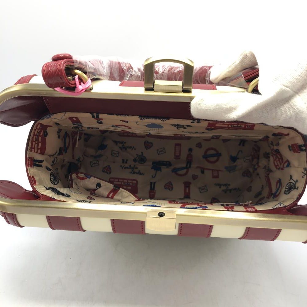 中古】vendula london 2wayハンドバック レッド×ホワイト