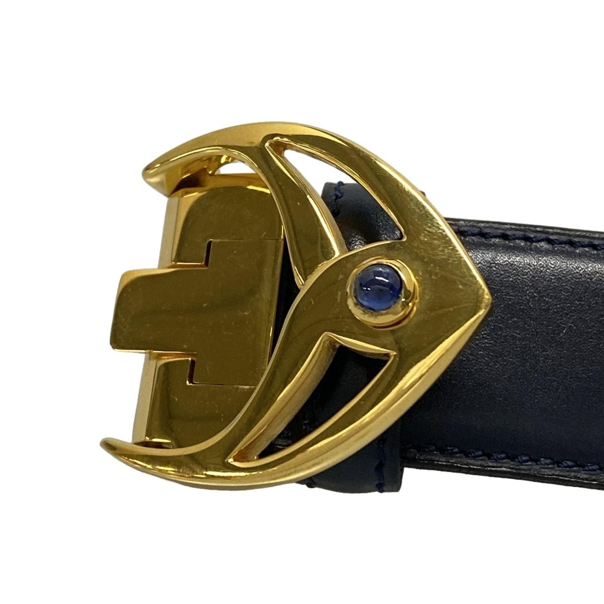 Cartier(カルティエ) ベルト - ネイビー×ゴールド×ブルー C