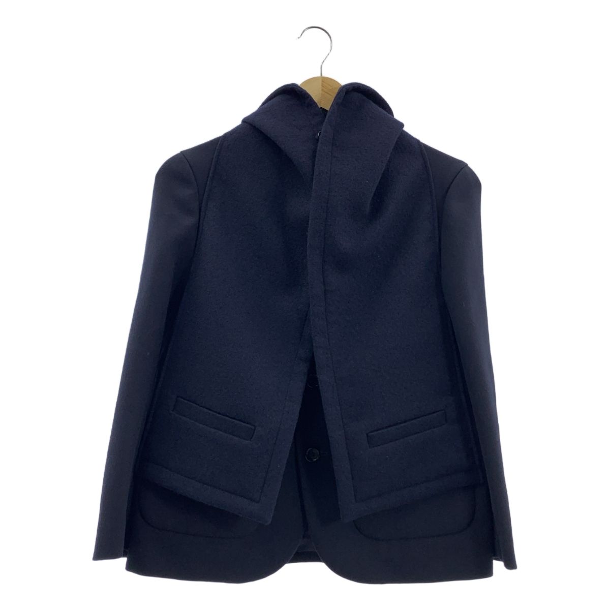 tricot COMME des GARCONS | トリココムデギャルソン | 2019AW | AD2019 | フードパーツドッキング ウール テーラードジャケット | M | ネイビー | レディース