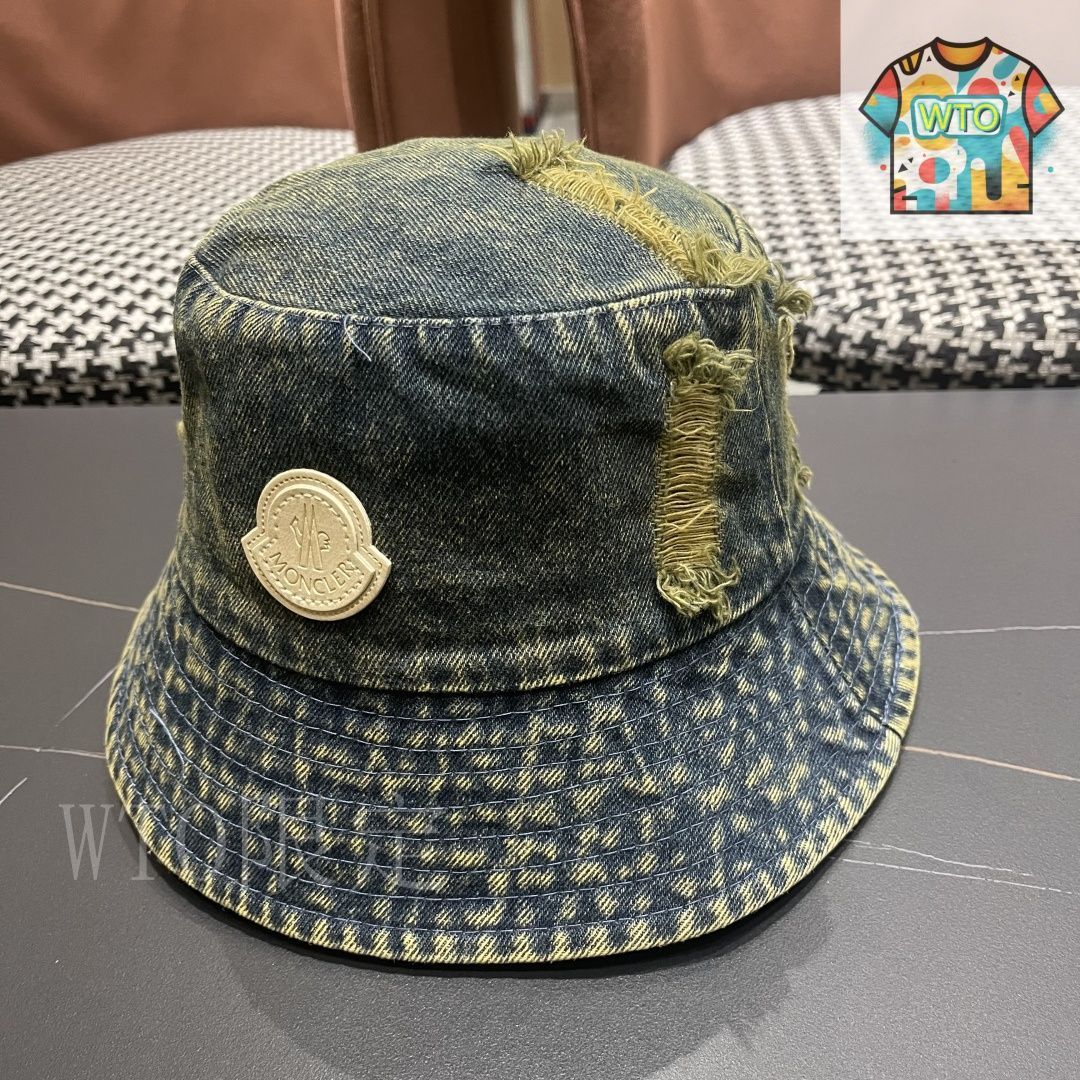 今日WTO】MONCLER 2025 春 破洞デニム バケットハット-QO55