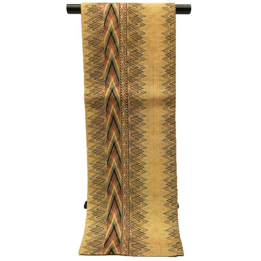 京やJ232 正絹 袋帯 全通 手組織物袋帯 組織 金糸 組紐織 フォーマル〜カジュアルまでOK 仕立て上がり リサイクル着物 新古品