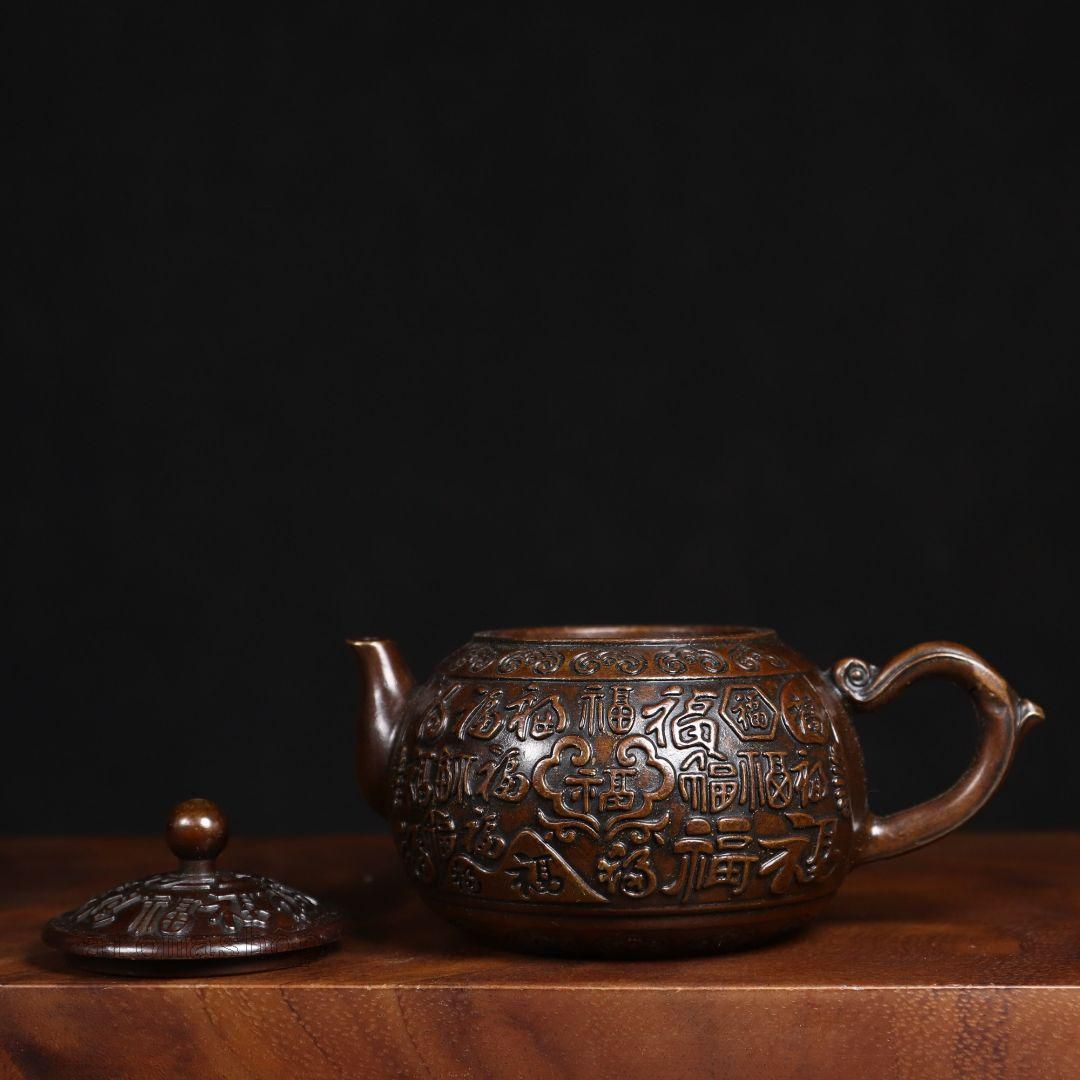 銅製 百福壺 茶壺 水筒 茶道具 煎茶器 装飾品 工芸品 置物
