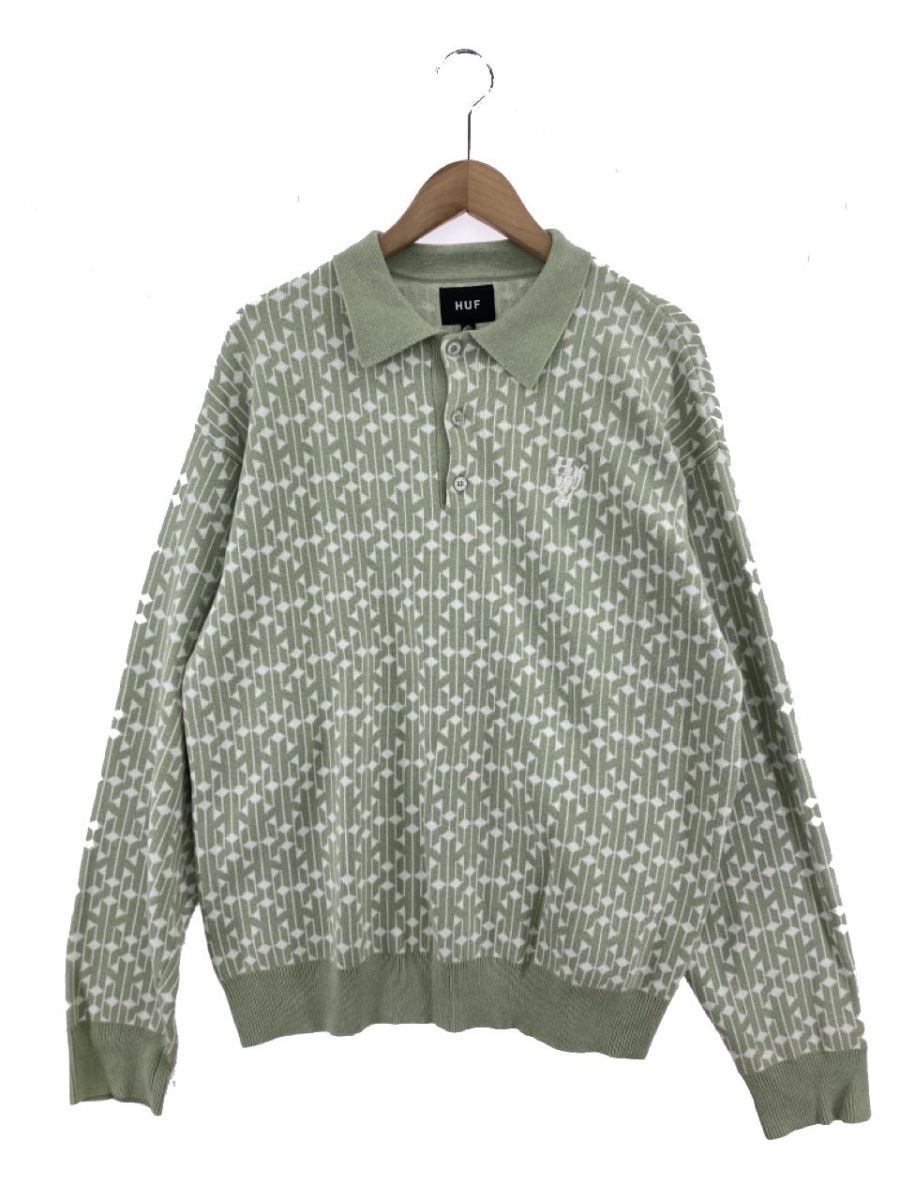 HUF ハフ 綿混 総柄 ニット セーター sizeM/薄緑 ◇□ メンズ - メルカリ