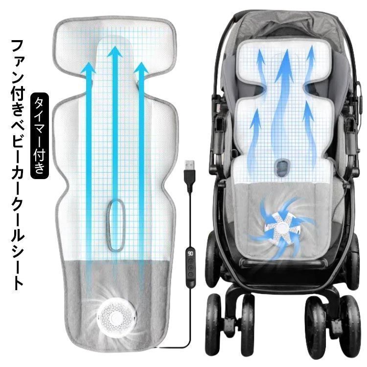 ベビーカー シート 扇風機 夏 ファン付き ファン 冷却 チャイルドシートマット 出産祝い 冷却 保冷シート ベビーシート 赤ちゃん シートファン べびくる 送風 吸風 モード クールシート 冷感 暑 kaka2555