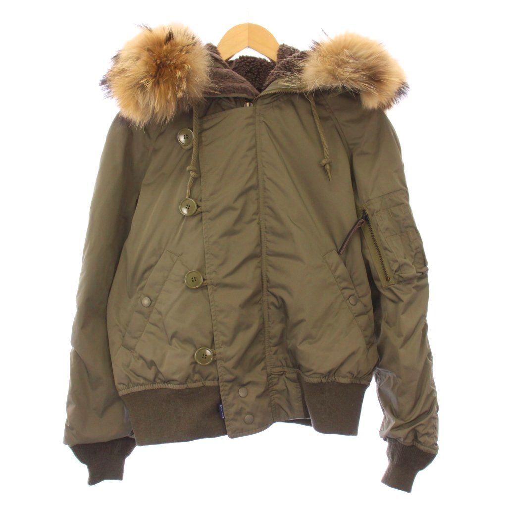 マディソンブルー MADISONBLUE N-2B FLIGHT JACKET フライトジャケット ミリタリー ブルゾン アウター ジップアップ ショート丈 ラクーンファー ウール M カーキ MB174-1007 |BB