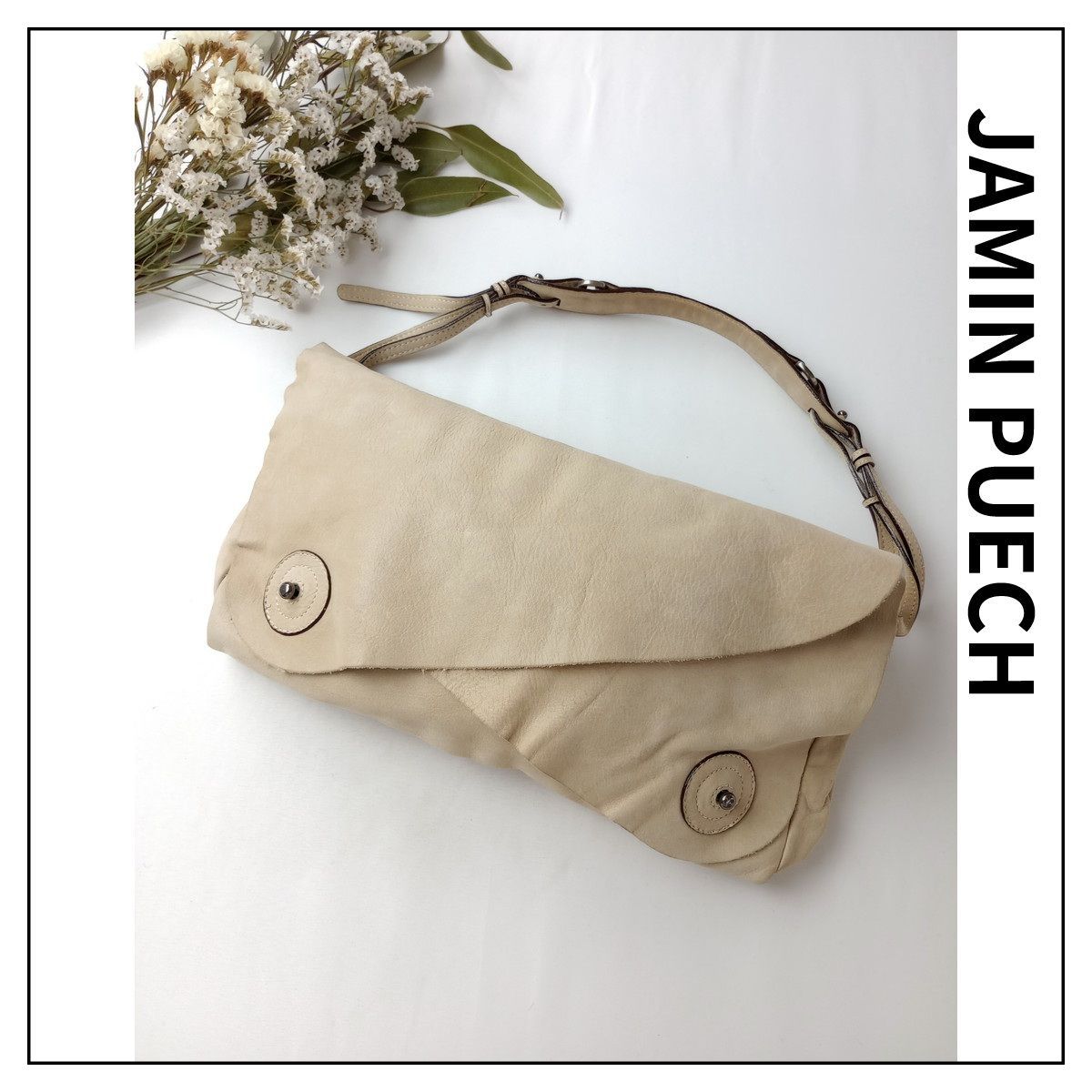 JAMIN PUECH♡ジャマン・ピュエッシュ　がま口　ワンショルダー　バック JAMIN PUECH ジャマン ピュエッシュ レザーショルダーバッグ