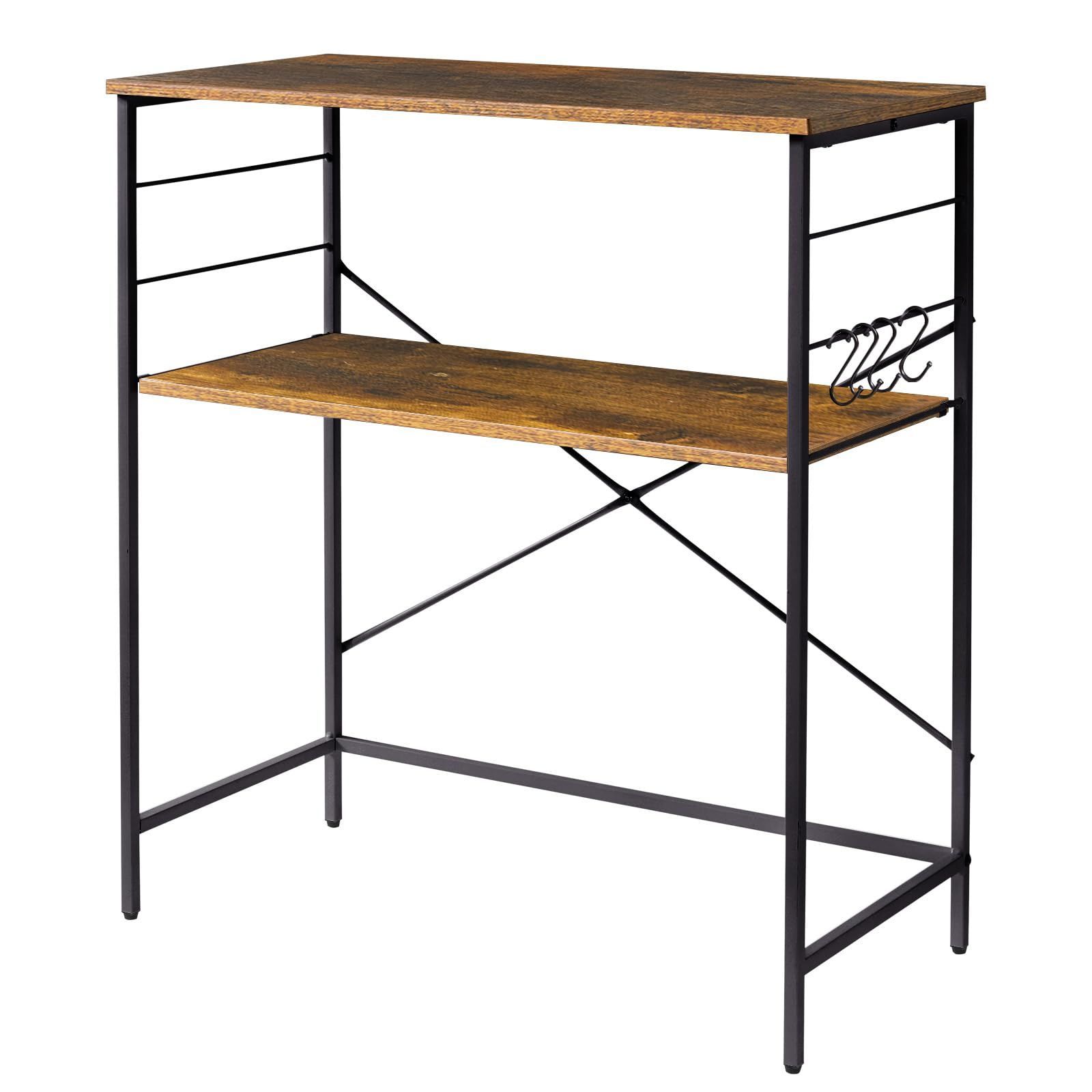 新着商品 IBUYKE キッチンラックゴミ箱上ラッ レンジボード 可動棚 幅80×奥行40×高さ87.5cm 大型レンジ対応 レンジ台 炊飯器 作業台 簡単組立 ブラウンTMJ027H