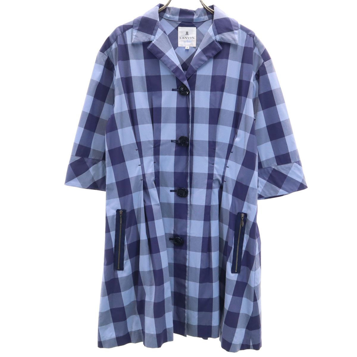 LANVIN en Bleu ランバンオンブルー 日本製 ギンガムチェック柄 5分袖