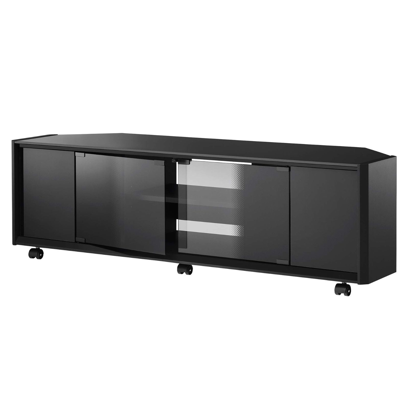 新着商品 キャスター付き ガラス扉付き ブラック光沢 55v型まで対応 TＶ-GA1250 ハヤミ工産