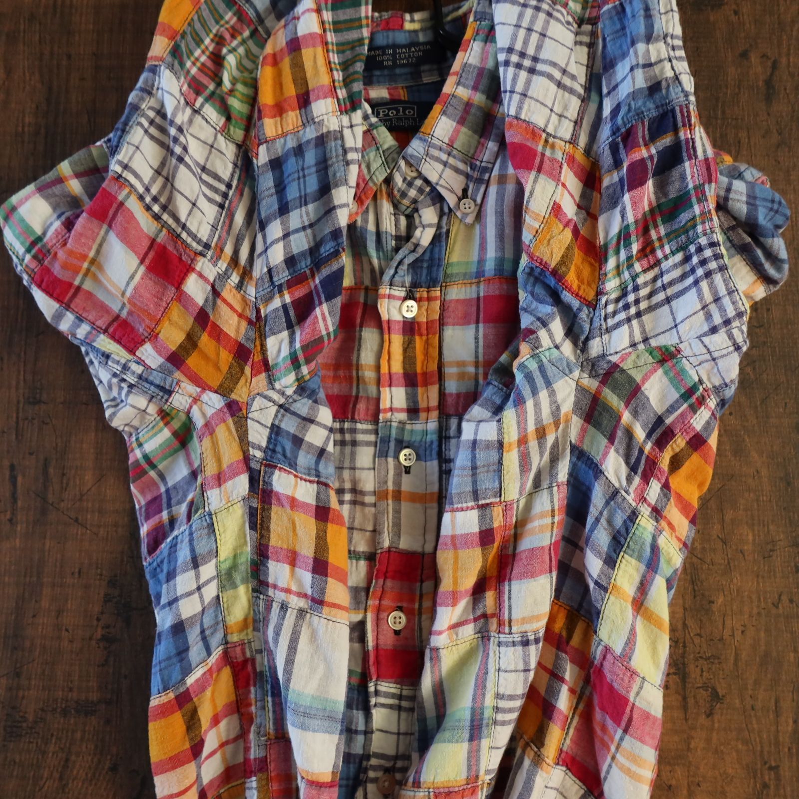 レア物。Ralph Lauren パッチワーク 90's Polo Ralph Lauren パッチワークシャツ - used&vintage box