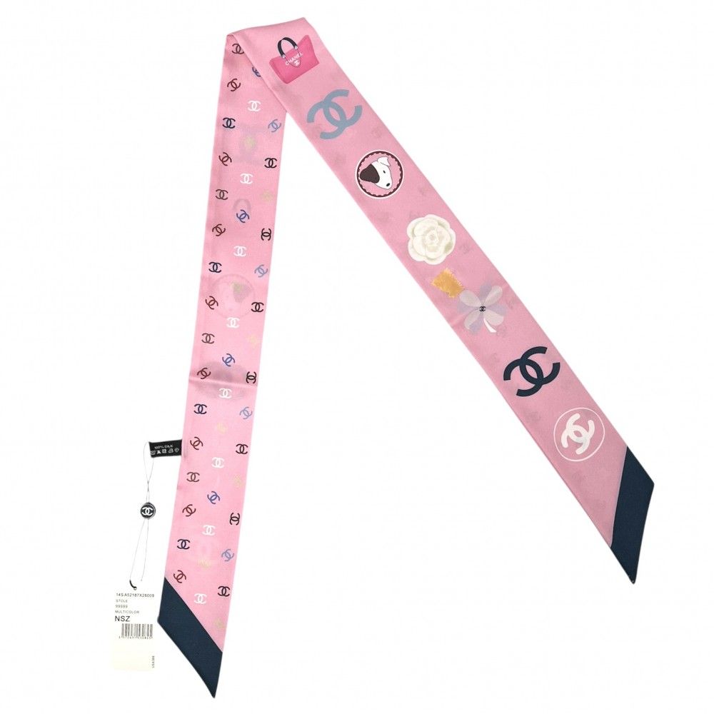 CHANEL シャネル スカーフ ココマーク カメリア ピンク CHANEL シャネル スカーフ ココマーク カメリア ピンク