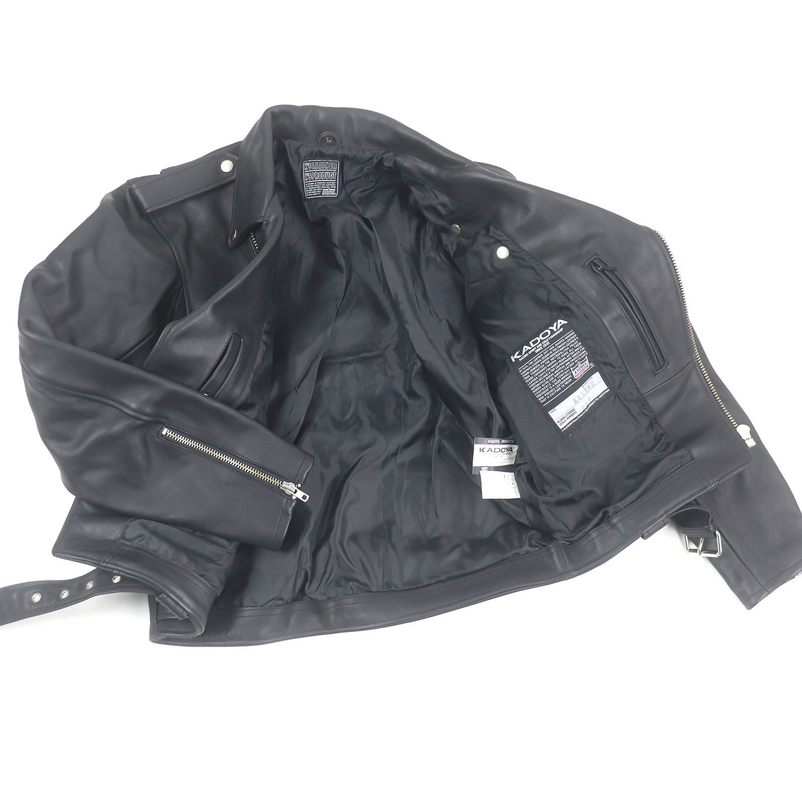 極美品□KADOYA カドヤ 牛革 ダブルライダースジャケット