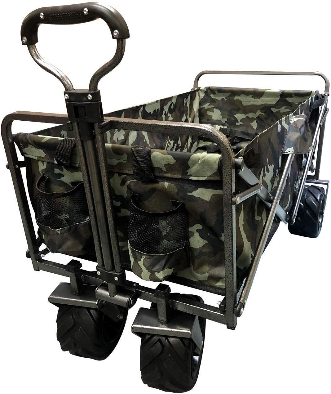 数量 キャリーワゴン 折りたたみ ストッパー付き ロック付き 取っ手付き 大容量 キャリーカート マルチキャリー 台車 小物入れメッシュボトル 頑丈 持ち運び便利 運動会 キャンプ用品 買い物 アウトドア 耐荷重150 kg カモフラ