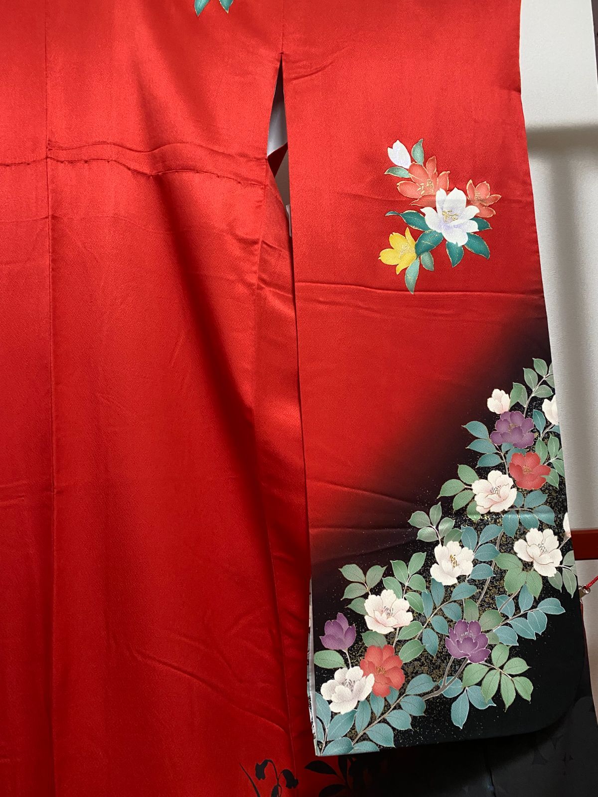 正本販売中 22123 振袖6点セット 扇と御所車 青 金彩 金駒刺繍 佐賀錦