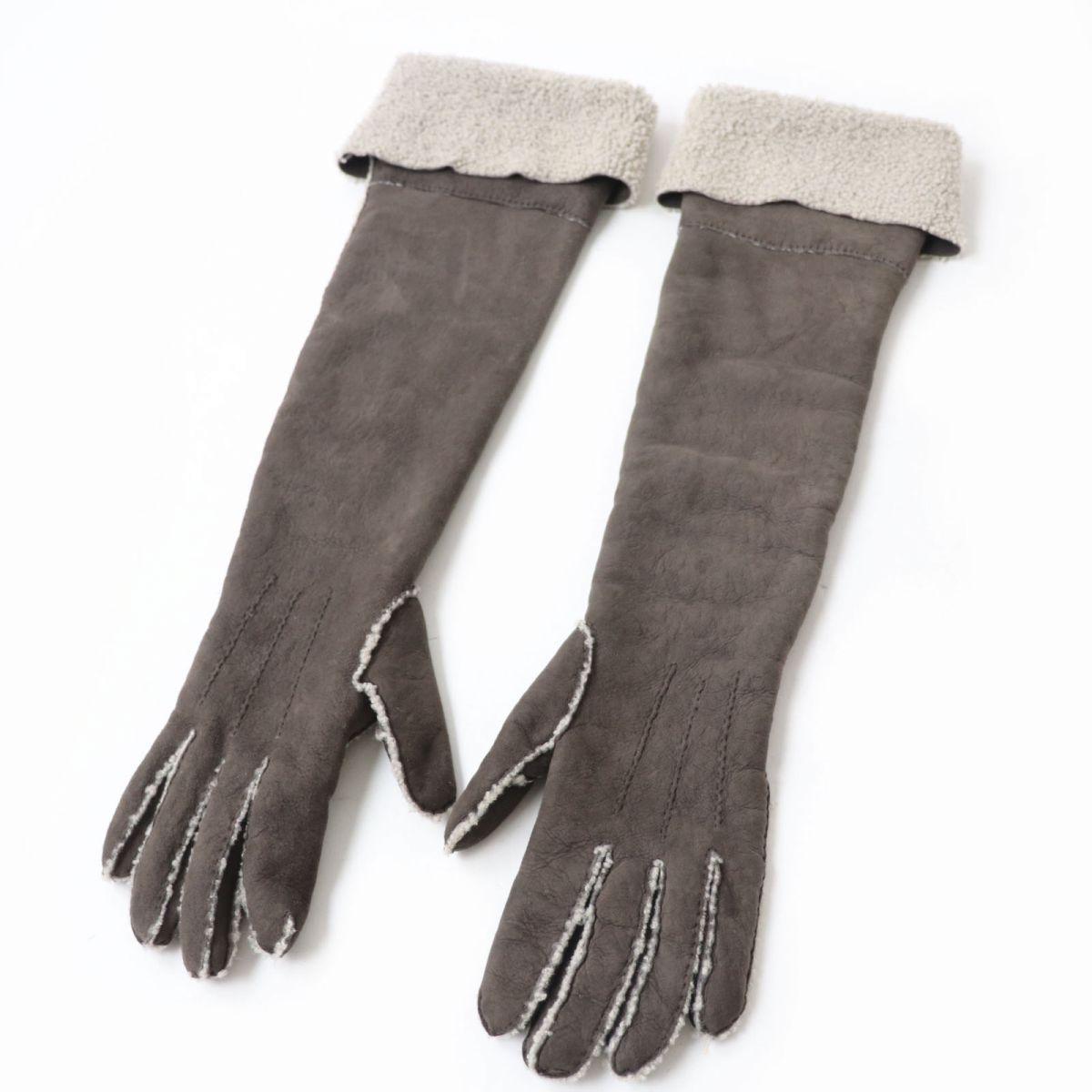 極美品✨エルメス　カシミヤ100% 手袋　アームカバー　ダークグレー 極美品✨エルメス カシミヤ100% 手袋 アームカバー ダークグレー