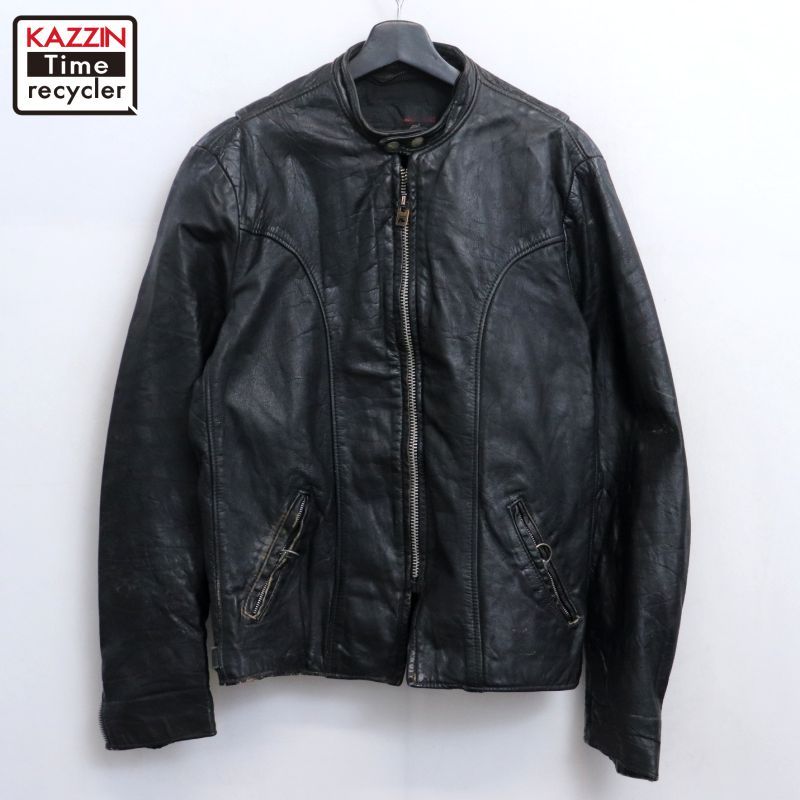 80s USA製 vintage BROOKS ハの字 シングルライダースジャケット メンズ 表記42サイズ