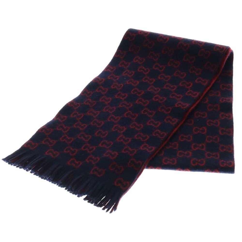 GUCCI GGパターン マフラー レッド/ネイビー GUCCI GGパターン マフラー レッド/ネイビー GUCCI GGロゴマフラー