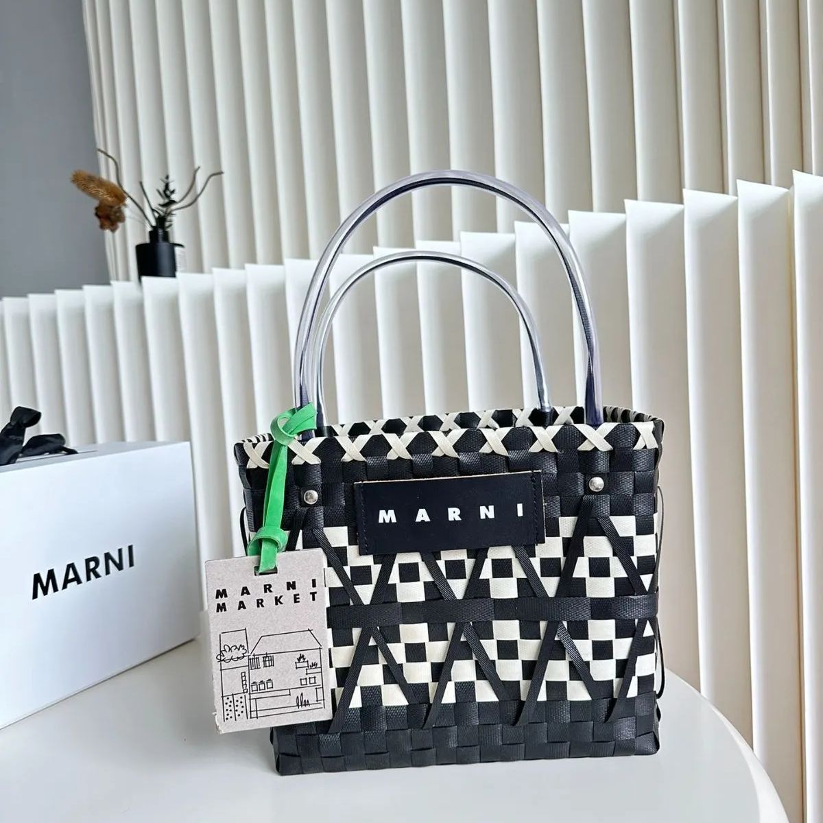 極美品 MARNI マルニ マーケット ピクニックバッグ かごバッグ/カゴ  