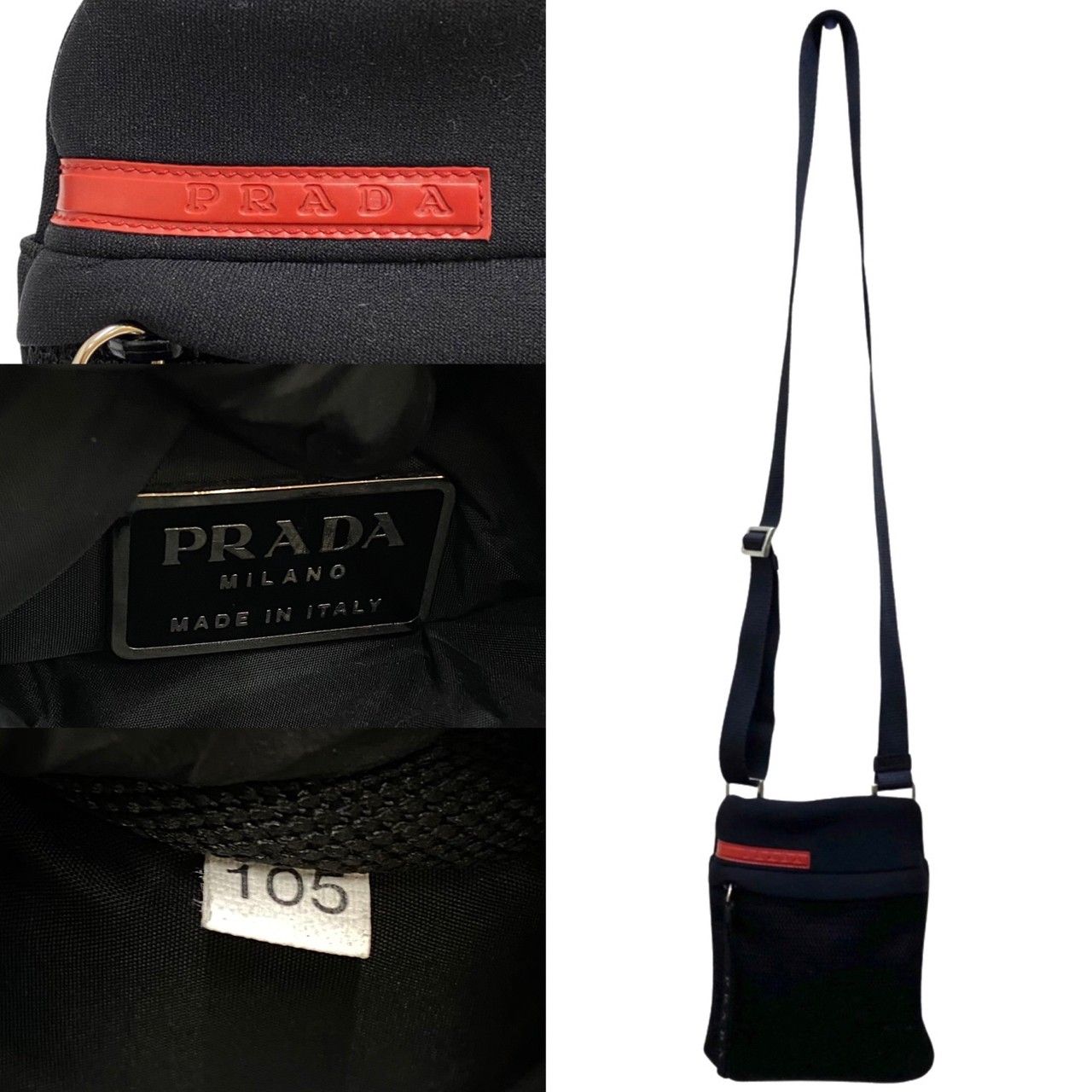 極 美品 希少品 PRADA プラダ スポーツ ロゴ ナイロン メッシュ ミニ