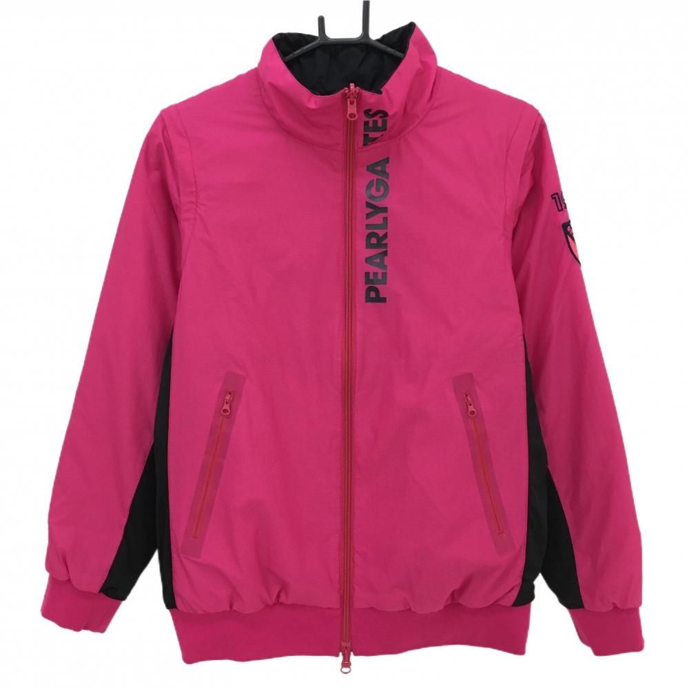 パーリーゲイツ 4WAY中綿リバーシブルジャケット ピンク×黒 裏黒 袖着脱可 レディース 1 M ゴルフウェア PEARLY GATES