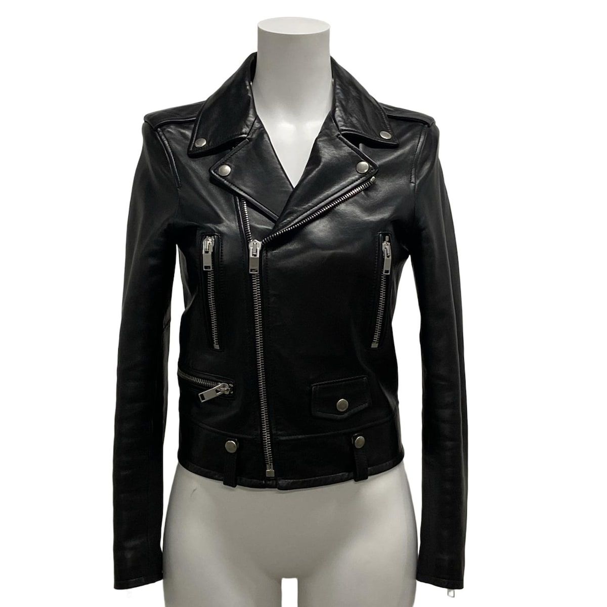 SAINT LAURENT PARIS サンローランパリ ライダースジャケット サイズF36 レディース - 358686 黒 長袖|レザー|春|秋