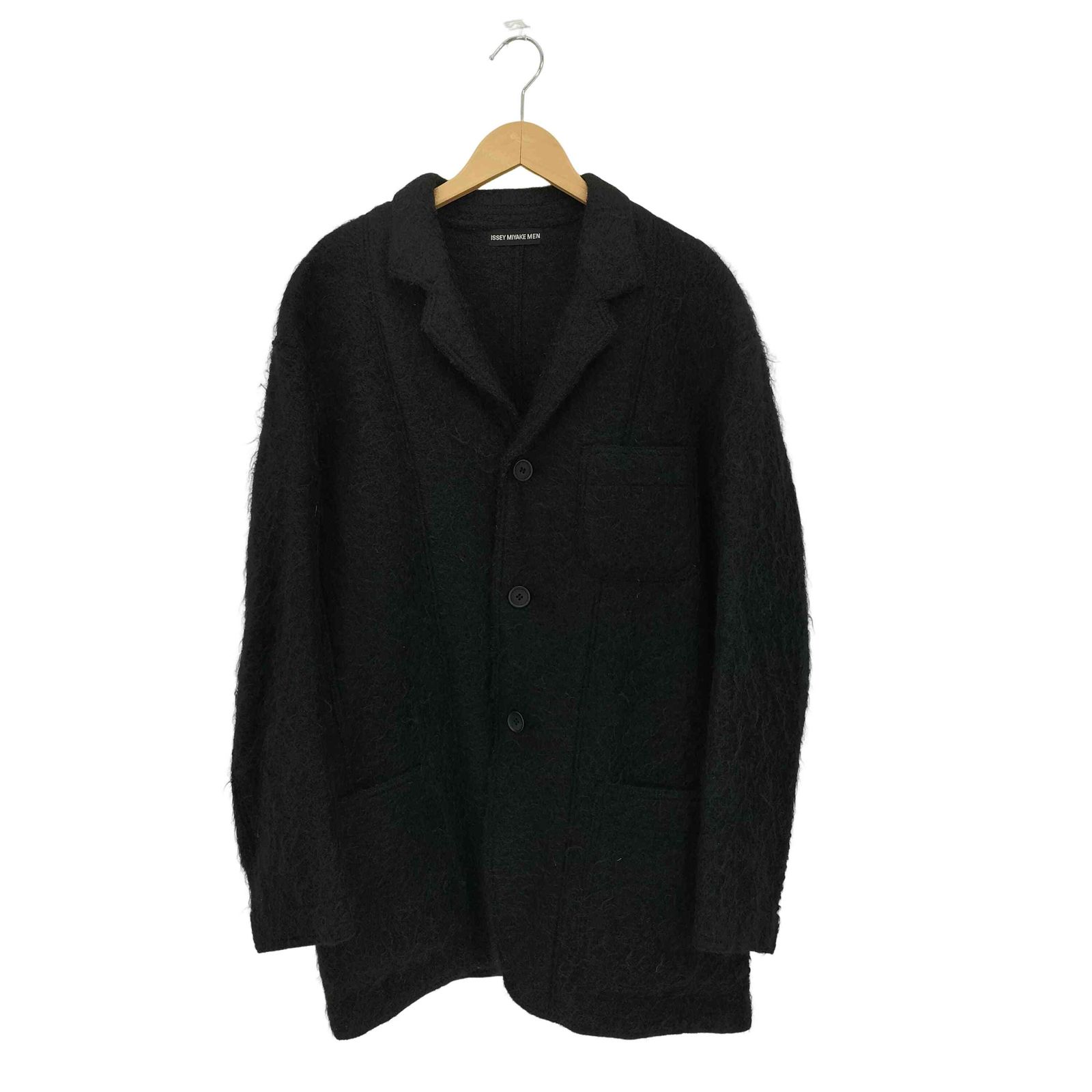 ISSEY ISSEY MIYAKE ジャケット 黒 MIYAKE MEN ノーカラージャケット黒