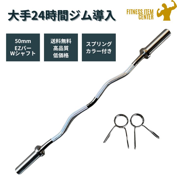 【新品・送料無料】EZバー Wシャフト バーベル 120cm 50mm対応 スプリングカラー付き