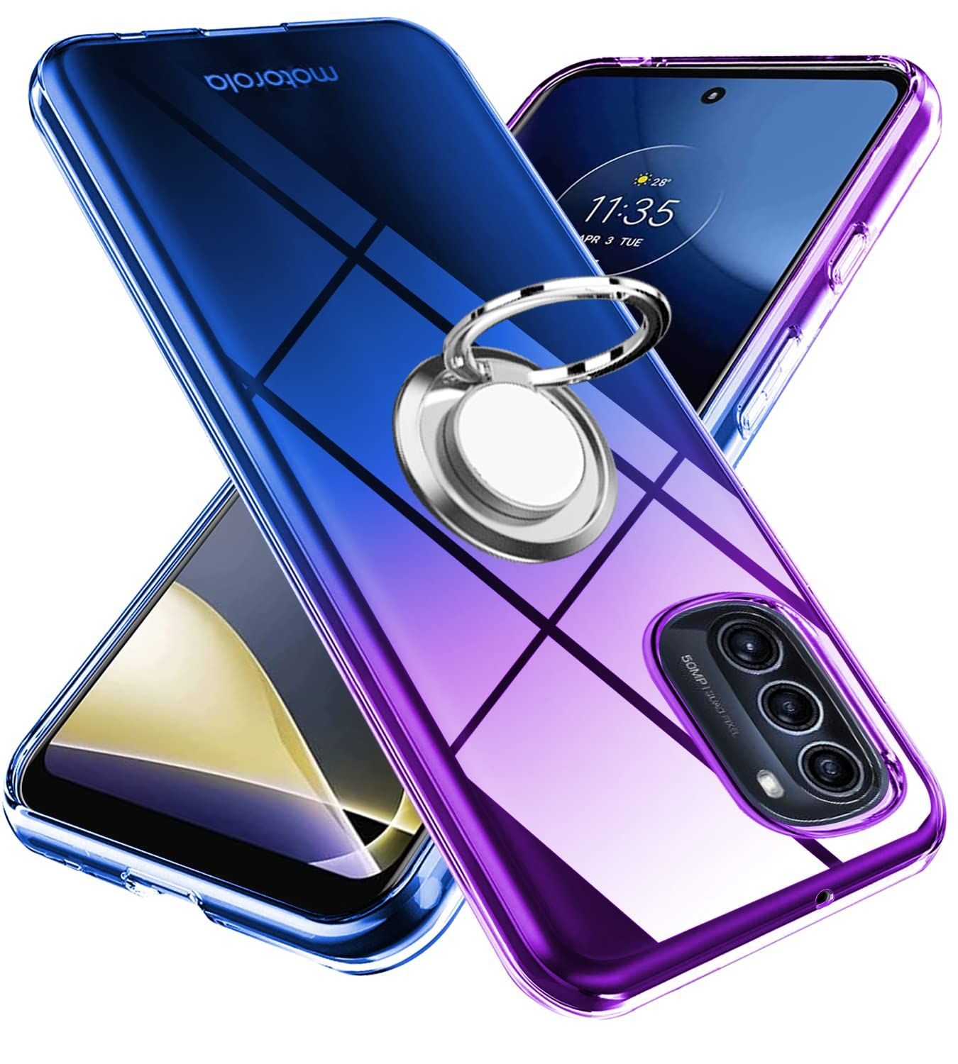 Moto G52j 5G II ケース Moto G52j 5G ケース リング クリア TPU 薄型 軽量 シリコン グラデーション色 ケース 耐衝撃 指紋防止 車載ホルダー対応 防塵 一体型 ストラップホール付き スマホケースMoto g5