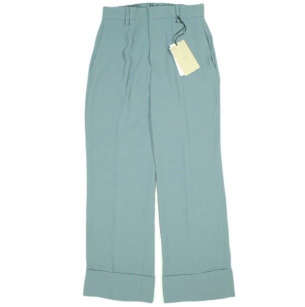 N°21 ヌメロヴェントゥーノ 23AW ダブルヘム ノープリーツトラウザーズ 5B PANTALONE TESSUTO 23AW-B011-5159 40 Green 定価72 600円 イージー スラックス パンツ ボトムス g22992