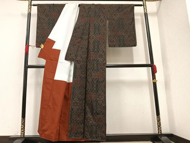 平和屋着物□本場大島紬 草花文 正絹 逸品 未使用 AAAW2948ph